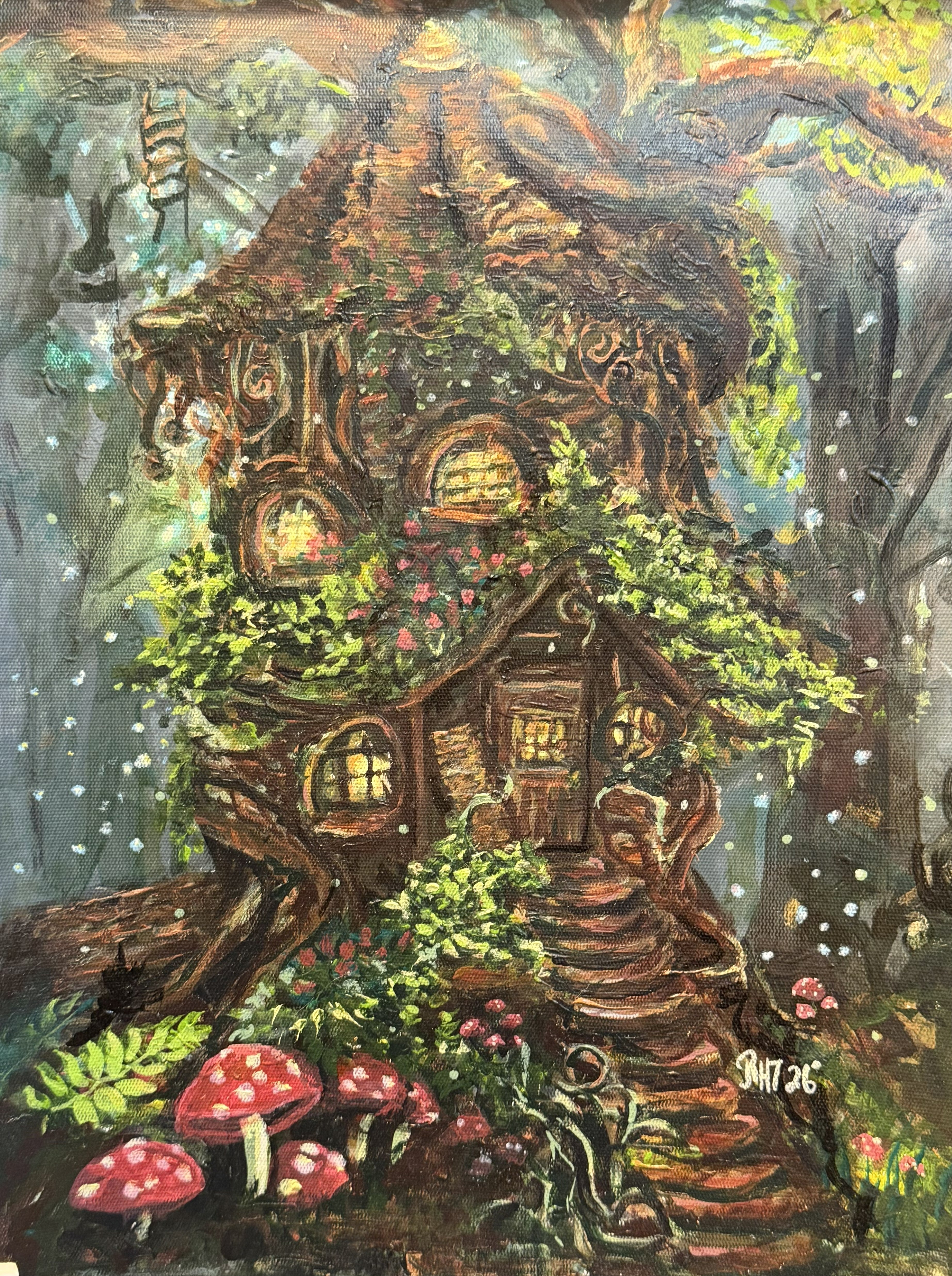 Gnome Home – Original Acrylic Painting (16" x 16")