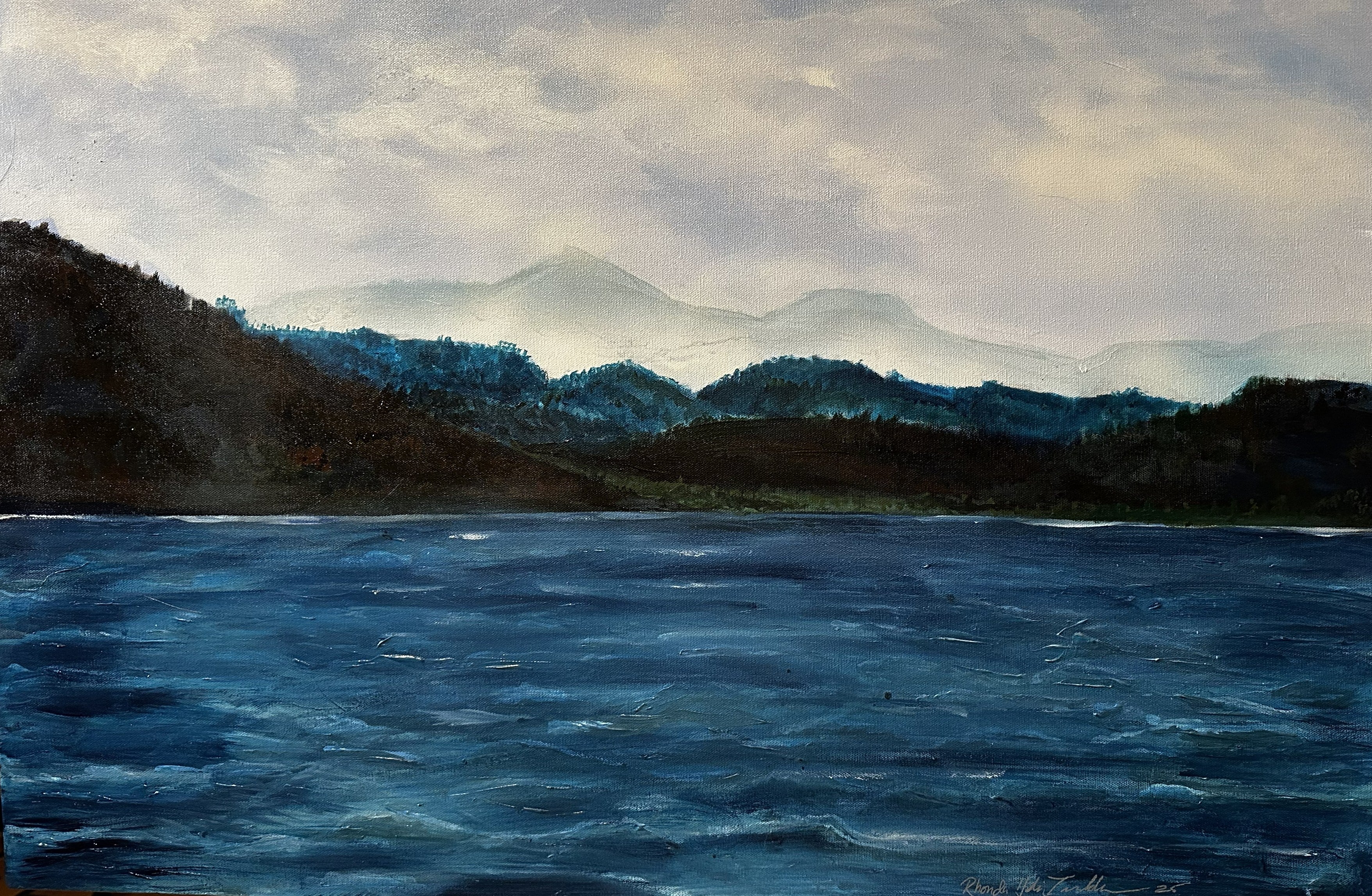 Misty Mountain Morning – Original Large Acrylic Painting (24" x 36")