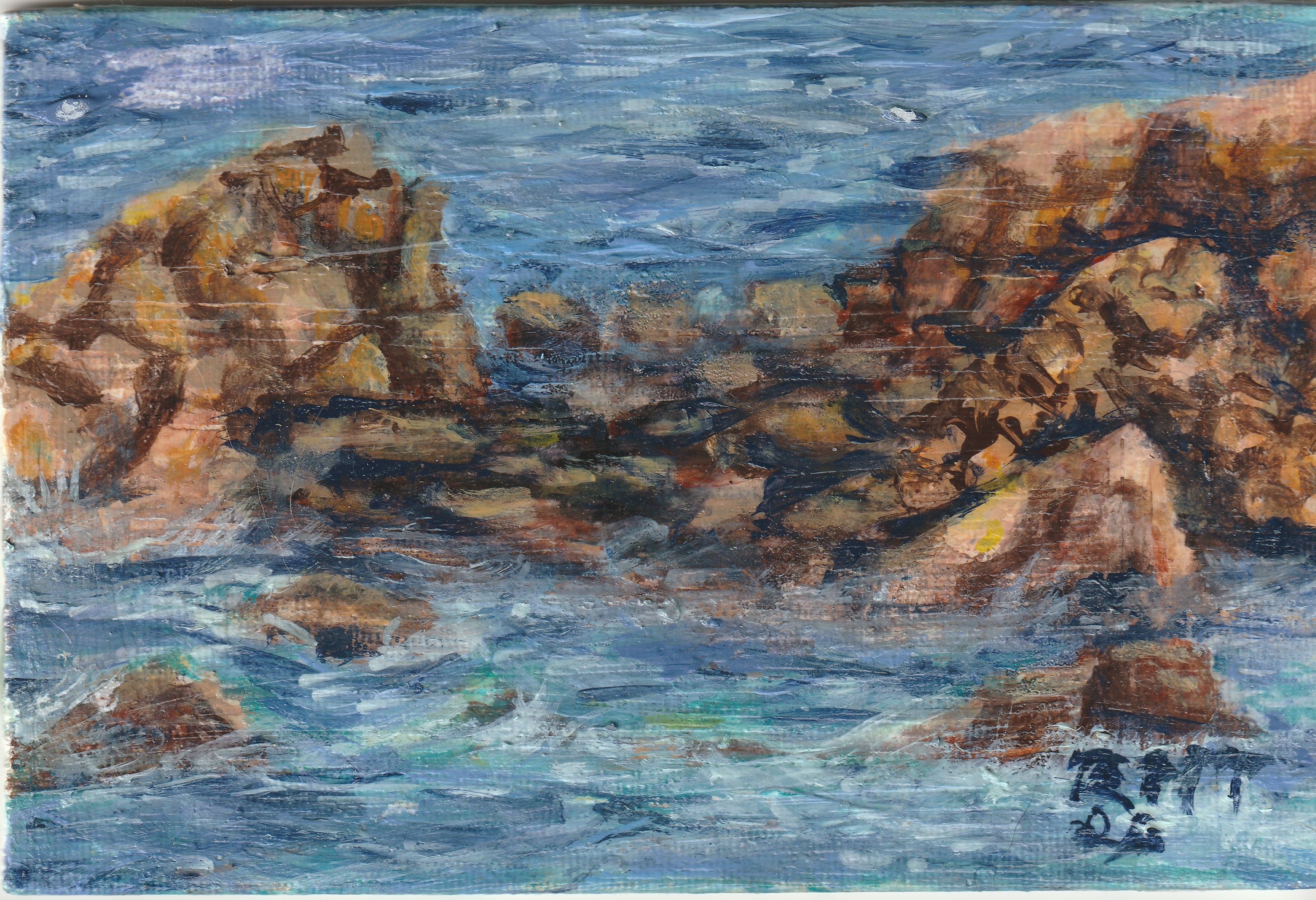 On the Rocks – Original Miniature Acrylic Painting (4" x 6")