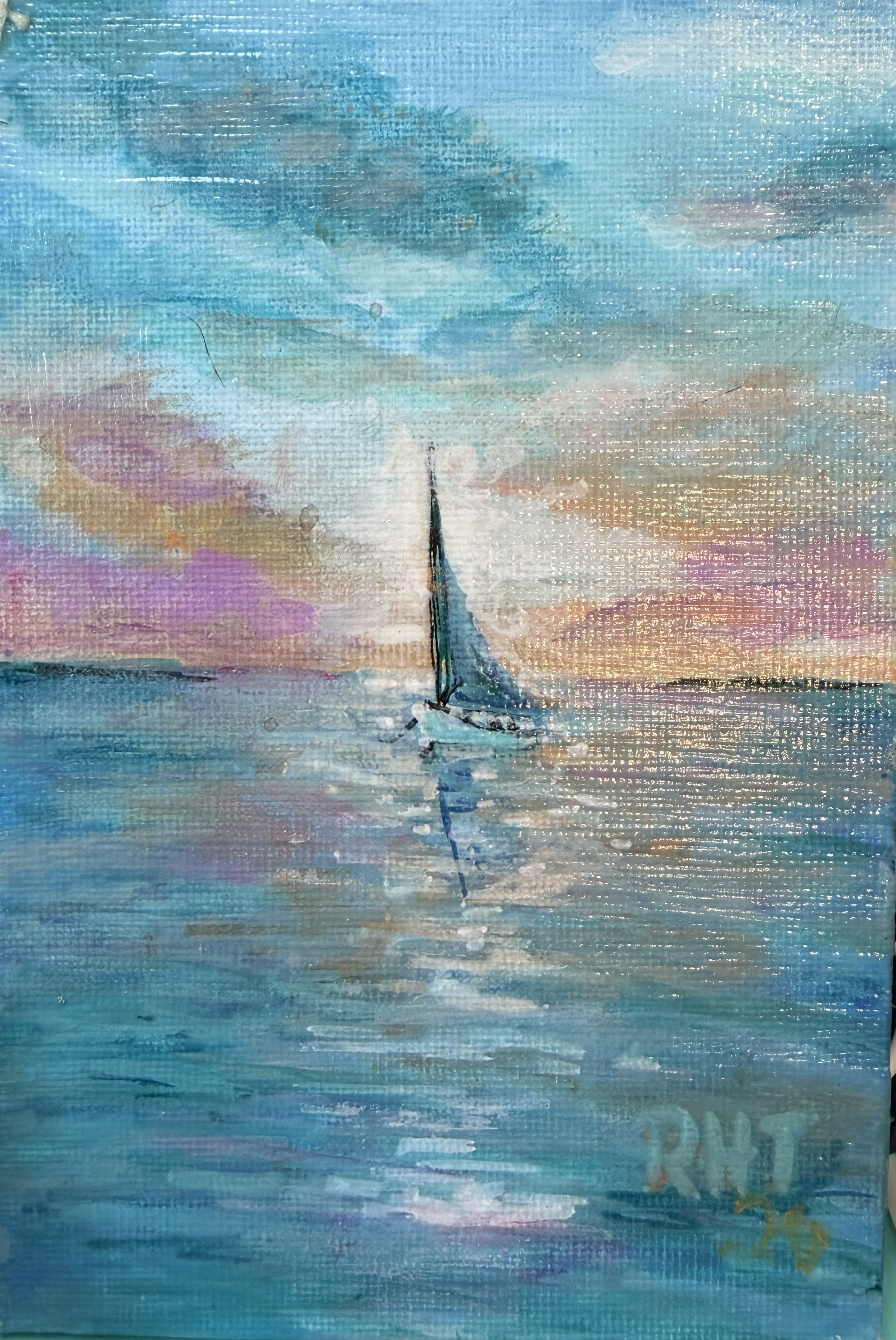Sailing Away – Original Miniature Acrylic Painting (4" x 6")