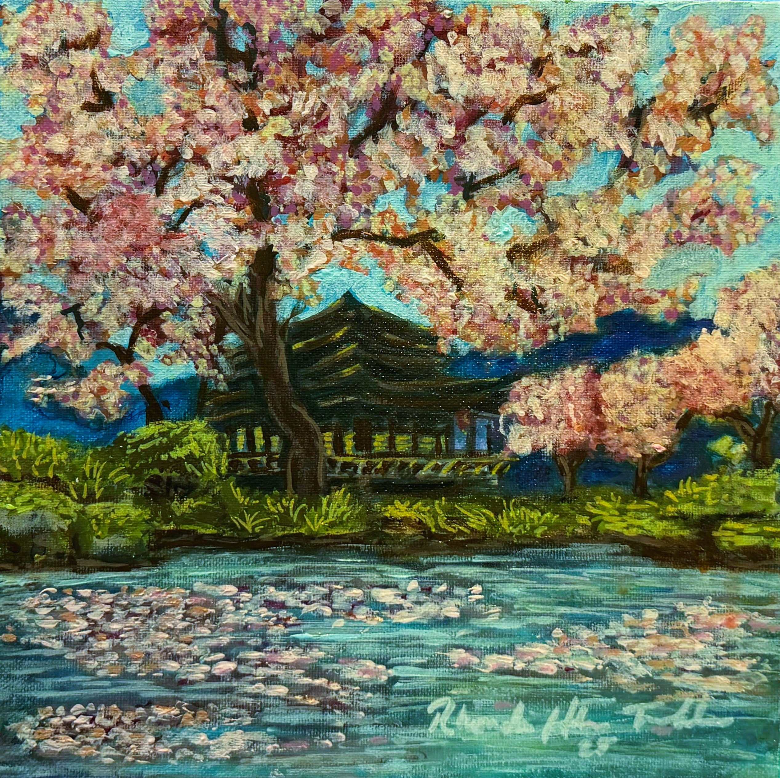 Serene Spring – Original Acrylic Landscape Painting (10" x 10")